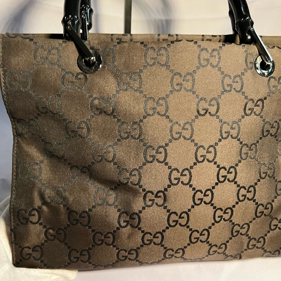 Gucci nylon monogram bamboo tote bag - Picture 2 of 12